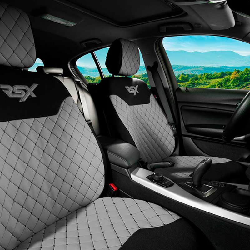 Ημικαλύμματα Καθισμάτων Αυτοκινήτου Otom RSX Sport Ύφασμα Κεντητό Καπιτονέ Γκρι Με Μαύρη Ραφή RSXL-103 2 Τεμάχια - 11771 49337