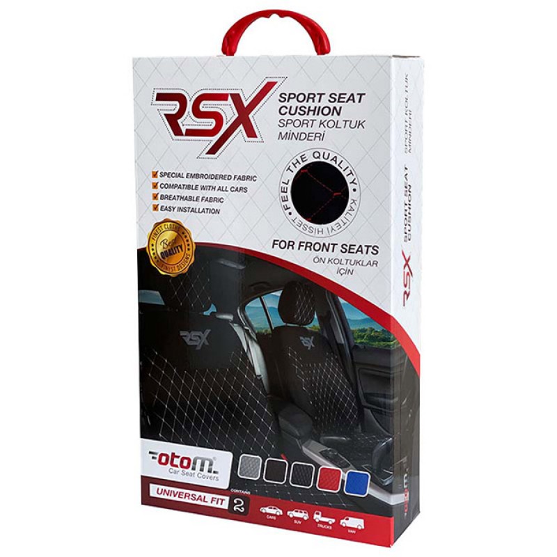 Ημικαλύμματα Καθισμάτων Αυτοκινήτου Otom RSX Sport Ύφασμα Κεντητό Καπιτονέ Γκρι Με Μαύρη Ραφή RSXL-103 2 Τεμάχια - 11771 49337