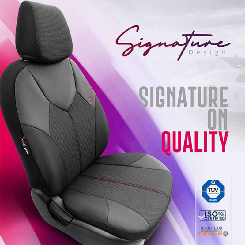 Καλύμματα Αυτοκινήτου Otom Signature Design Universal Δερματίνη / Rachel Σετ Εμπρός / Πίσω Μαύρο Με Κόκκινη Ραφή SGT-2402 11 Τεμάχια - 11803 49369