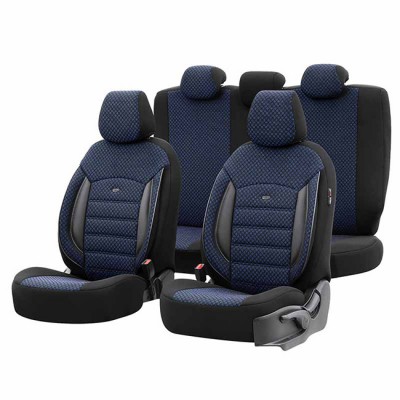 Καλύμματα Αυτοκινήτου Otom Sport Plus Design Universal Βαμβακερό Ύφασμα / Rachel / Δερματίνη Σετ Εμπρός / Πίσω Μαύρο - Μπλε SPTPLS-104 11 Τεμάχια - 11808 49378
