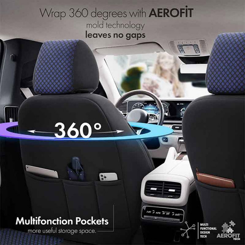 Καλύμματα Αυτοκινήτου Otom Sport Plus Design Universal Βαμβακερό Ύφασμα / Rachel / Δερματίνη Σετ Εμπρός / Πίσω Μαύρο - Μπλε SPTPLS-104 11 Τεμάχια - 11808 49378