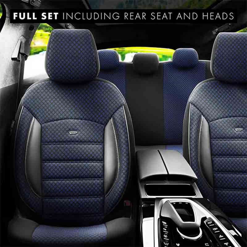 Καλύμματα Αυτοκινήτου Otom Sport Plus Design Universal Βαμβακερό Ύφασμα / Rachel / Δερματίνη Σετ Εμπρός / Πίσω Μαύρο - Μπλε SPTPLS-104 11 Τεμάχια - 11808 49378