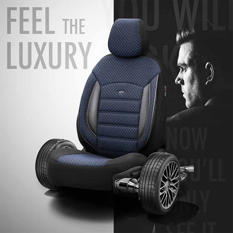 Καλύμματα Αυτοκινήτου Otom Sport Plus Design Universal Βαμβακερό Ύφασμα / Rachel / Δερματίνη Σετ Εμπρός / Πίσω Μαύρο - Μπλε SPTPLS-104 11 Τεμάχια - 11808 49378