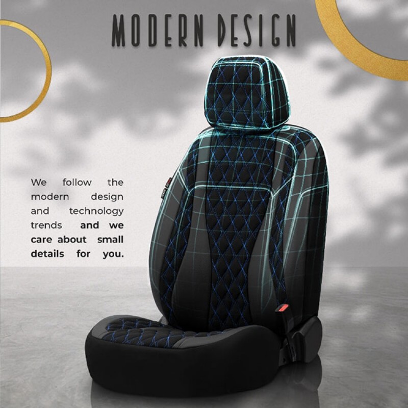Καλύμματα Αυτοκινήτου Otom Emperor Design Universal Rachel / Δερματίνη Καπιτονέ Σετ Εμπρός / Πίσω Μαύρο Με Μπλε Κέντημα EMP-603 11 Τεμάχια - 11821 49386