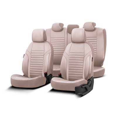 Καλύμματα Αυτοκινήτου Otom Coral Design Universal Full Δερματίνη Σετ Εμπρός / Πίσω Μπεζ CRΑL-102 11 Τεμαχίων - 11877 51157