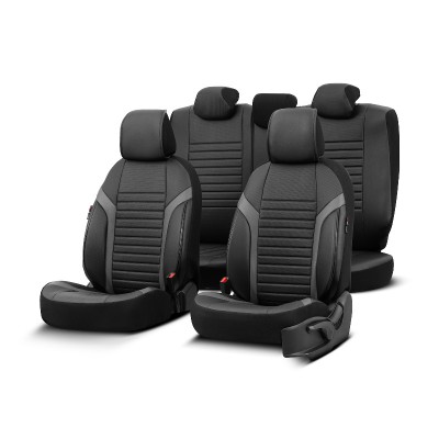 Καλύμματα Αυτοκινήτου Otom Coral Design Universal Full Δερματίνη Σετ Εμπρός / Πίσω Μαύρο / Γκρι CRΑL-106 11 Τεμαχίων - 11879 51160