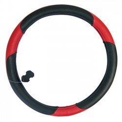 Κάλυμμα Τιμονιού Αυτοκινήτου Δερμάτινο Μαύρο-Κόκκινο Small 36cm 1 Τεμάχιο - 12109 42785