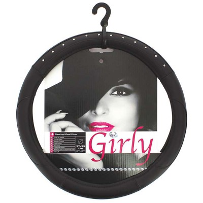 Κάλυμμα Tιμονιού Αυτοκινήτου Girly ''Black Diamonds'' Μαύρο Με Στρας Medium 37-39cm 1 Τεμάχιο - 12276 49424