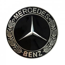 Σήμα Καπό Μπροστινό Κουμπωτό Mercedes-Benz Μαύρο-Ασημί Στρόγγυλο Φ5.5cm - 24761 49810