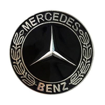 Σήμα Καπό Μπροστινό Κουμπωτό Mercedes-Benz Μαύρο-Ασημί Στρόγγυλο Φ5.5cm - 24761 49810