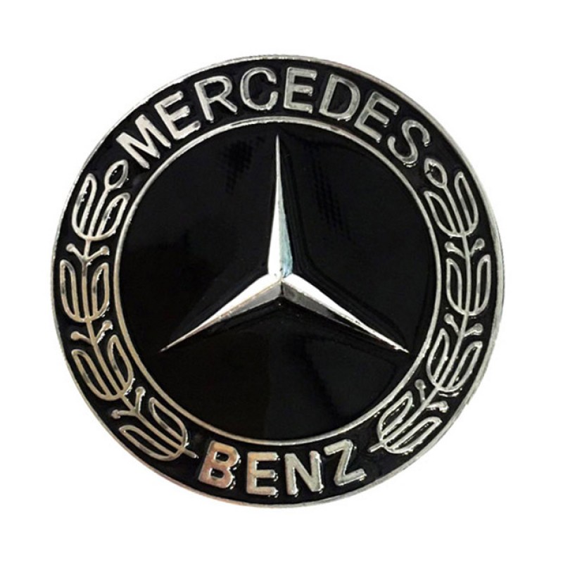 Σήμα Καπό Μπροστινό Κουμπωτό Mercedes-Benz Μαύρο-Ασημί Στρόγγυλο Φ5.5cm - 24761 49810