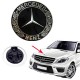 Σήμα Καπό Μπροστινό Κουμπωτό Mercedes-Benz Μαύρο-Ασημί Στρόγγυλο Φ5.5cm - 24761 49810