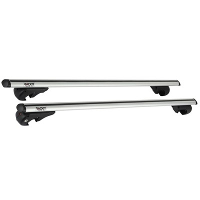 Μπάρες Οροφής Αλουμινίου Universal Rackit RK004-120cm Railing System Σετ Με Πόδια Και Κλειδαριά Οβάλ Ασημί 2 Τεμάχια - 28840 50146