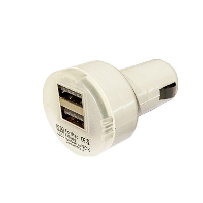 Φορτιστής Αναπτήρα Αυτοκινήτου Με 2 USB Λευκός 1 Τεμάχιο - 99056 40668