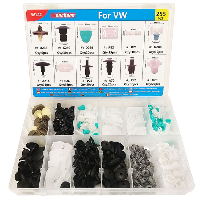 Κουμπώματα Ταπετσαρίας Αυτοκινήτου Για VW (12 Διαφορετικά Σχέδια) 255 Τεμάχια - 99156 47766