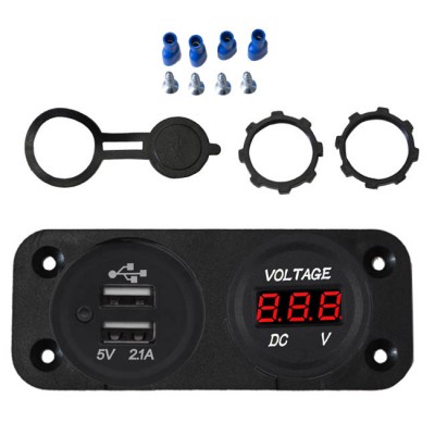 Βολτόμετρο Και Φορτιστής USB Αυτοκινήτου Με Βάση 1Τμχ - 99165 48285