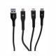 Καλώδιο USB Φόρτισης Και Μεταφοράς Δεδομένων 3πλό Για Smartphone, Type-C Και Iphone 5A 1Τμχ - 99516 47836