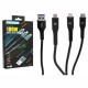 Καλώδιο USB Φόρτισης Και Μεταφοράς Δεδομένων 3πλό Για Smartphone, Type-C Και Iphone 5A 1Τμχ - 99516 47836