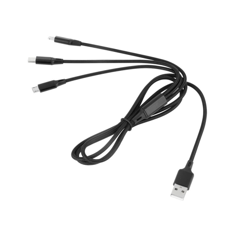 Καλώδιο 3σε1 USB σε microUSB, USB type C, Lightning 1m REBEL - RB-6005-100-B