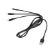 Καλώδιο 3σε1 USB σε microUSB, USB type C, Lightning 1m REBEL - RB-6005-100-B