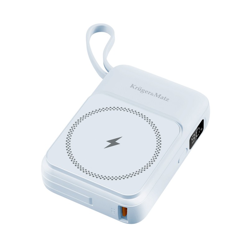 Powerbank 10000mAh wireless με USB/USB-C/Lightning Mag Safe Kruger&Matz γαλάζιο